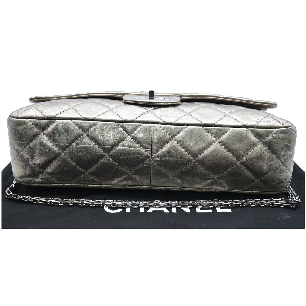 CHANEL 2.55 Reissue Aged Calfskin Leather Shoulder Bag Metallic Gold