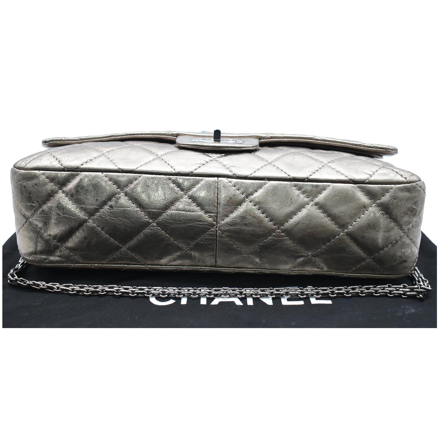 CHANEL 2.55 Reissue Aged Calfskin Leather Shoulder Bag Metallic Gold