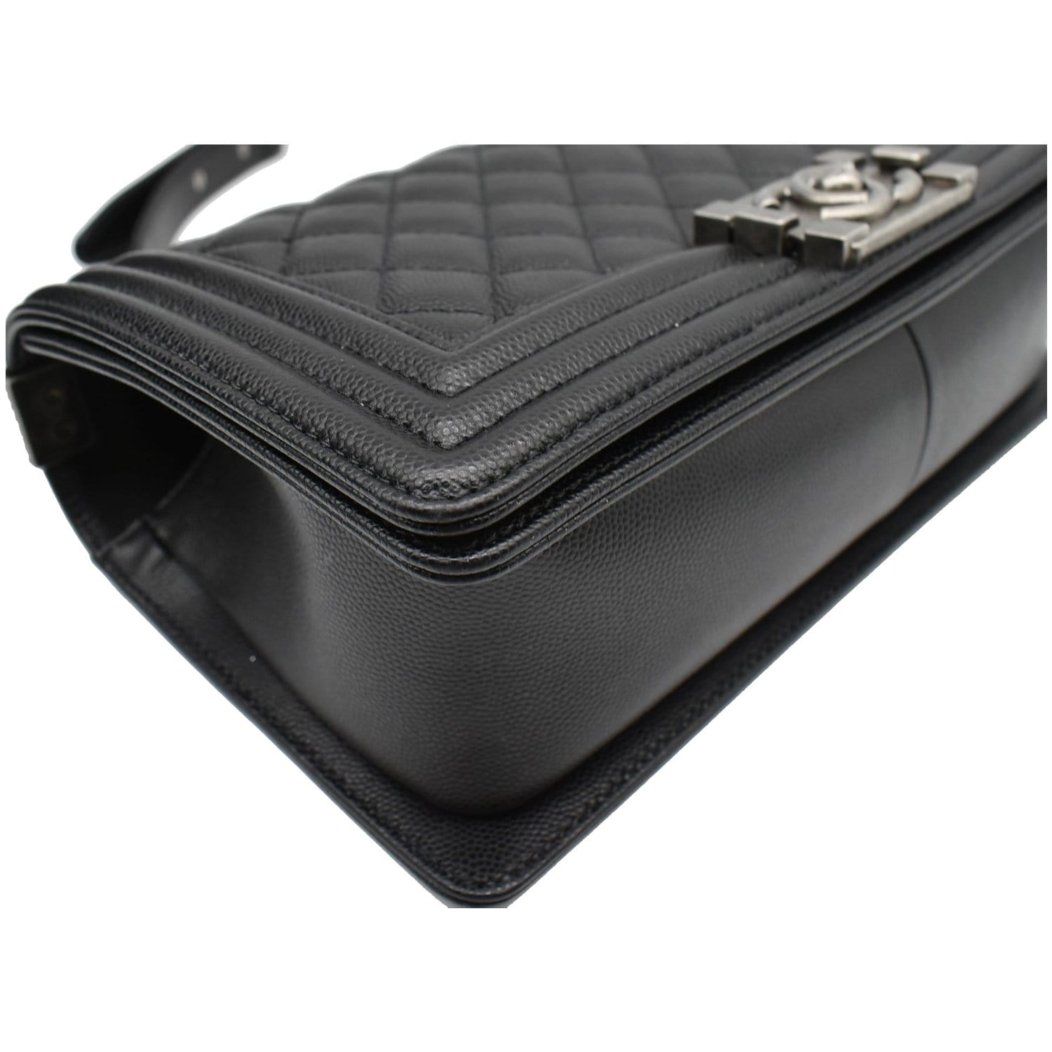 CHANEL Medium Boy Flap Caviar Leather Shoulder Bag Black
