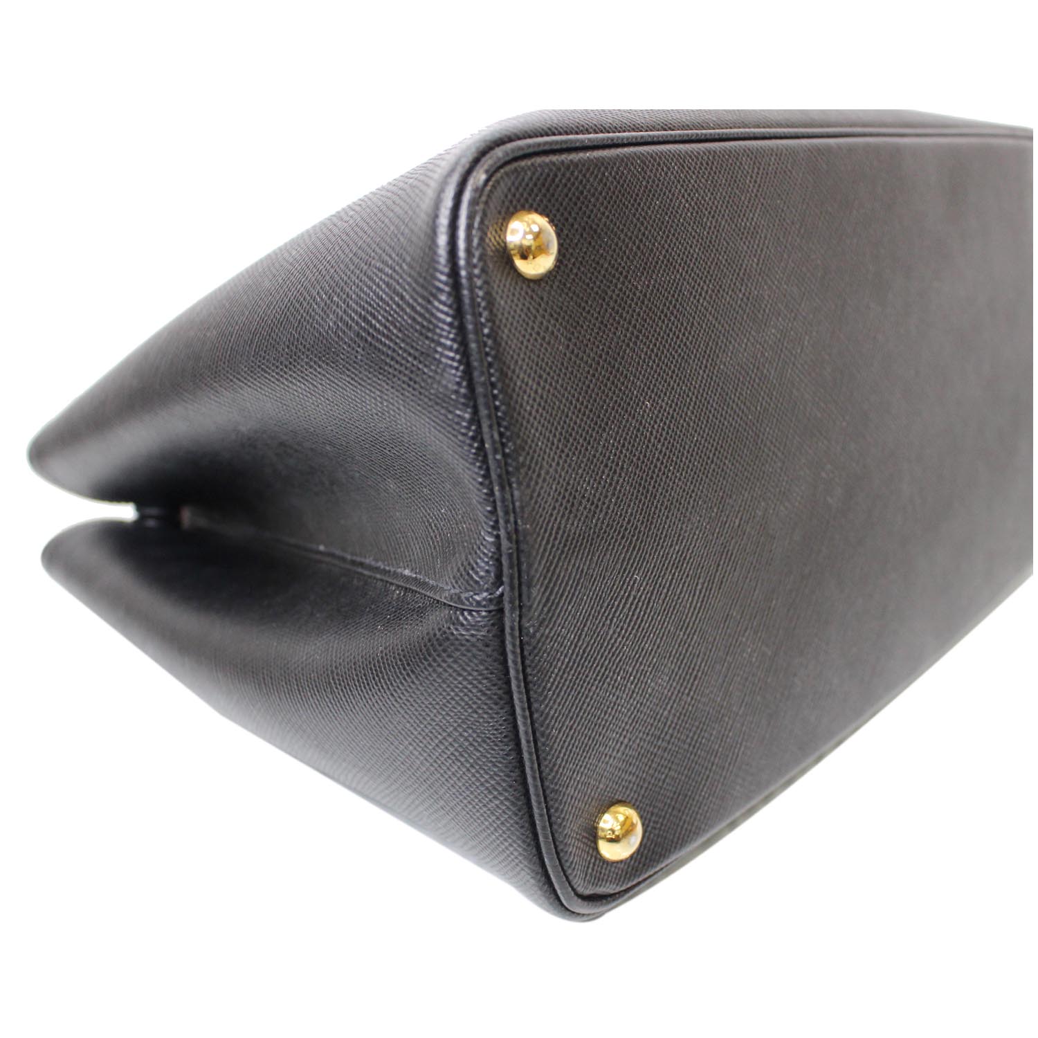 PRADA Double Handle Saffiano Leather Tote Bag Black