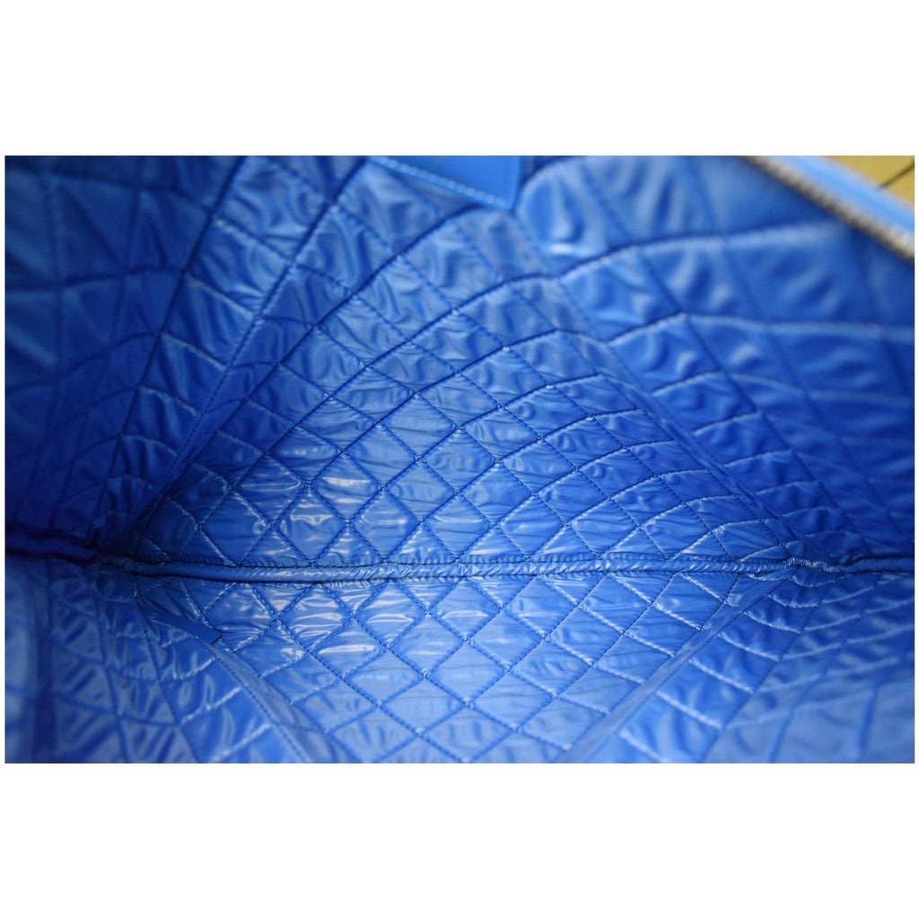 CHANEL Caviar Leather Large O-Case Zip Pouch Blue