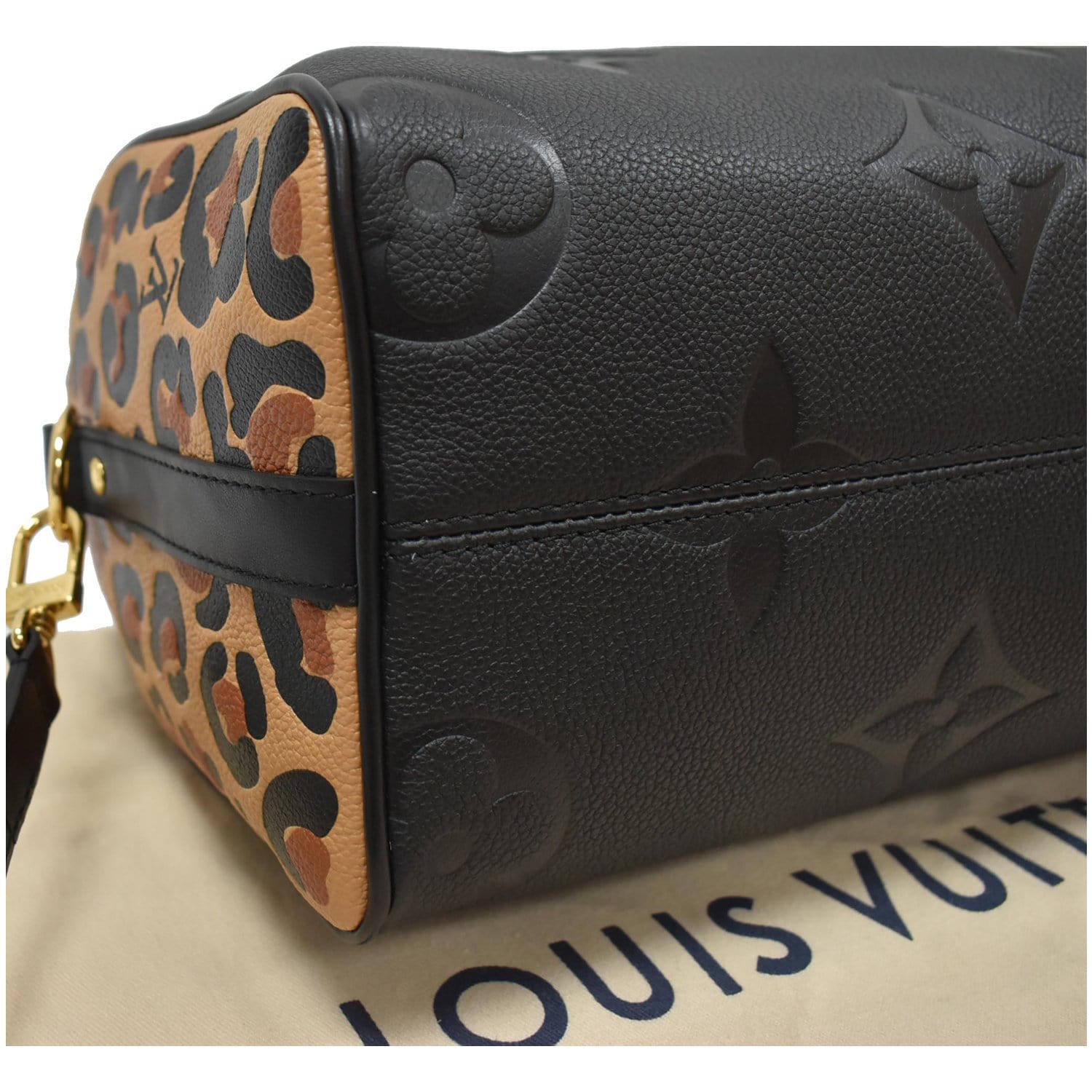 LOUIS VUITTON Speedy 25 Wild At Heart Leather Shoulder Bag Black