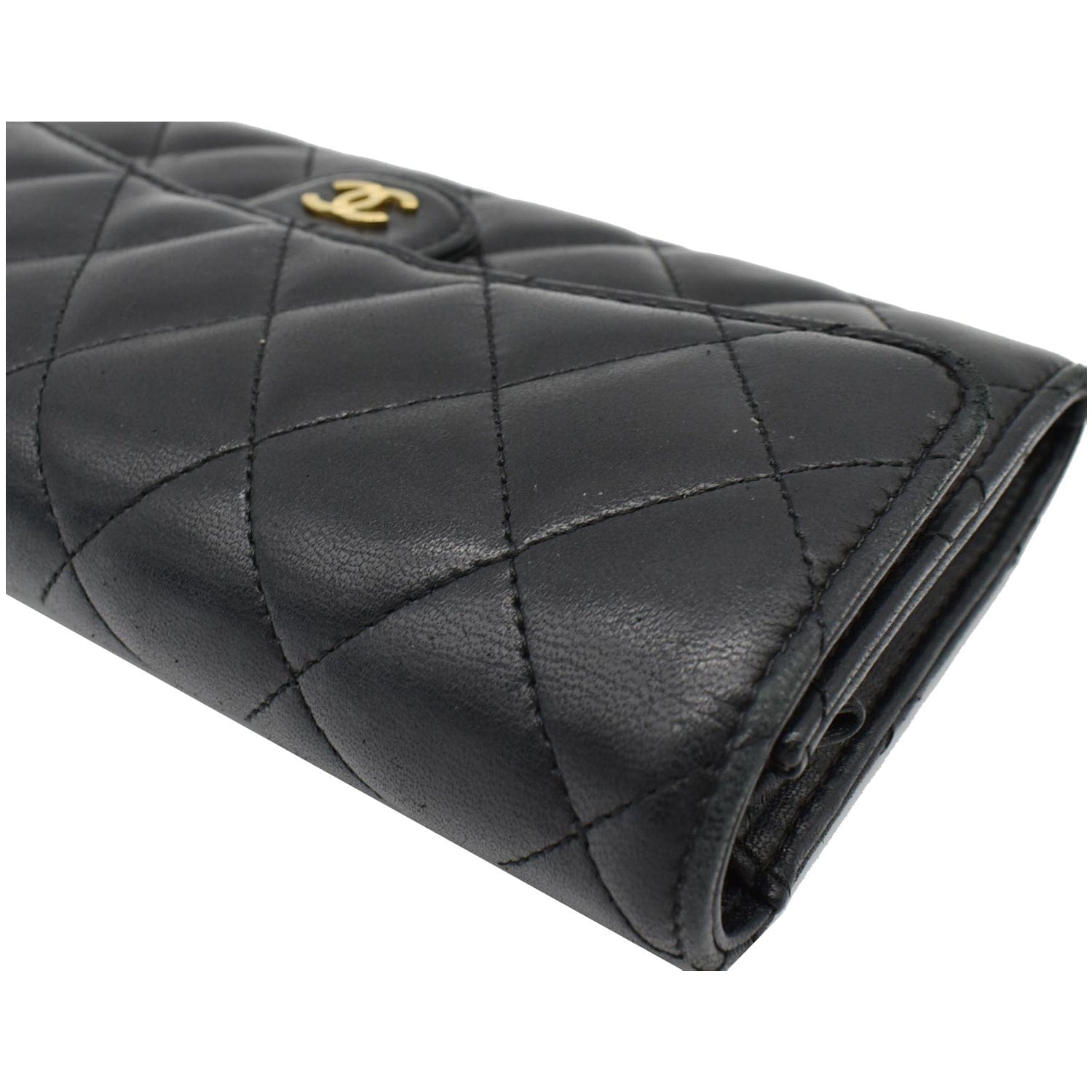 CHANEL Classic Long Flap Leather Wallet Black