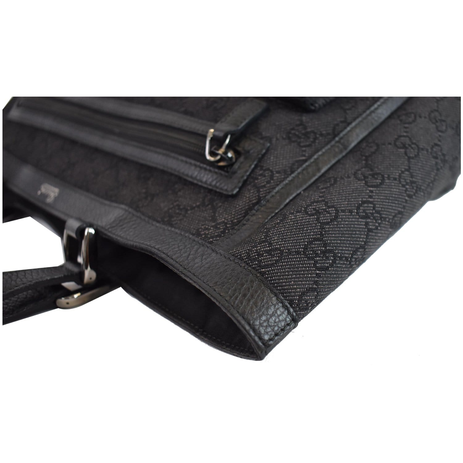 GUCCI Abbey Pocket Medium GG Denim Tote Bag Black 268639 - 20% OFF