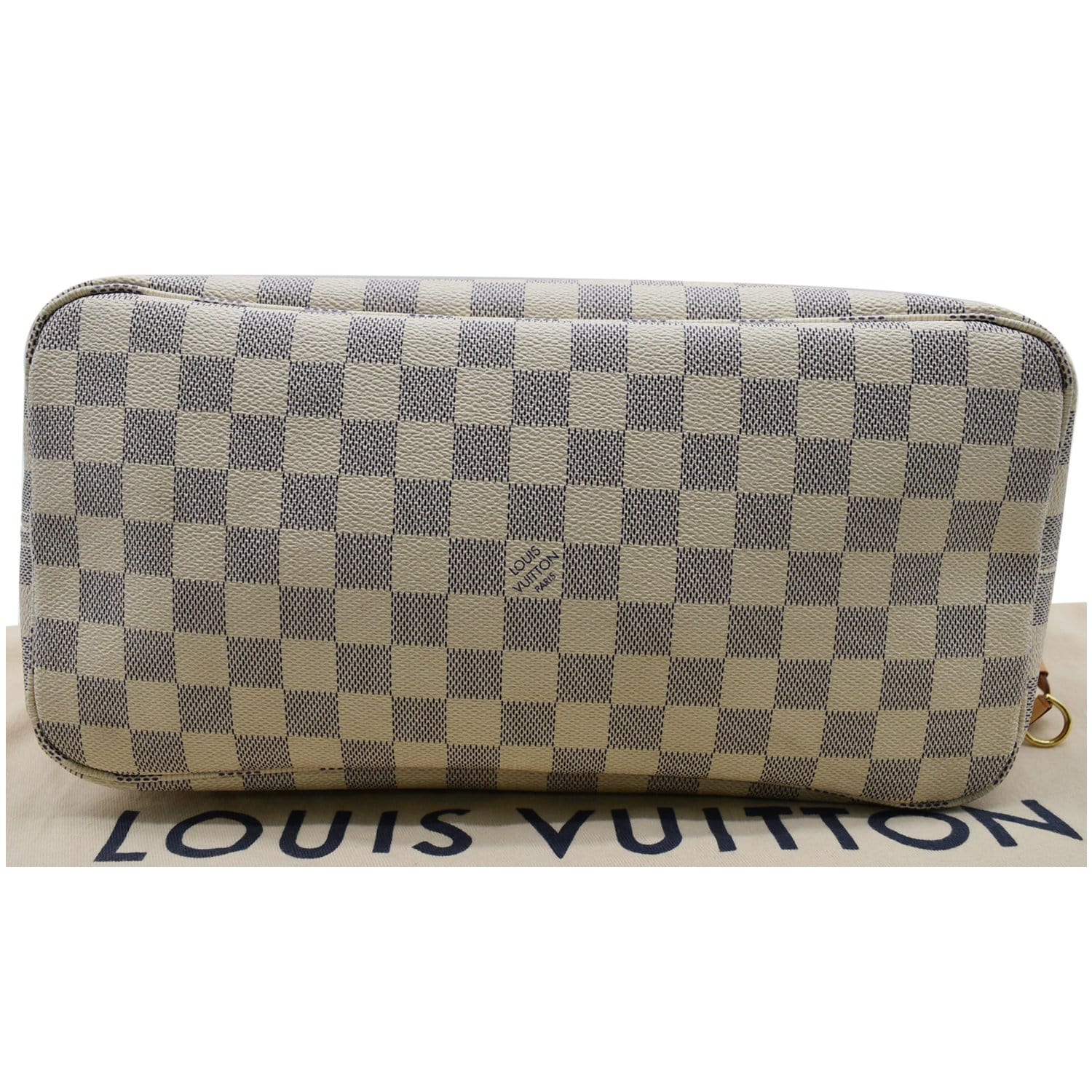 LOUIS VUITTON Neverfull MM Damier Azur Tote Bag Rose Ballerine