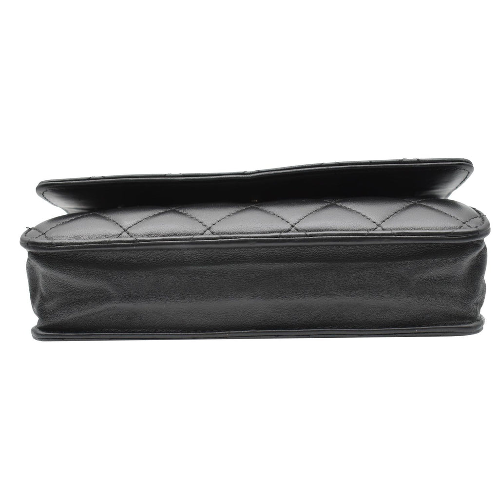 CHANEL WOC Lambskin Leather Chain Crossbody Bag Black