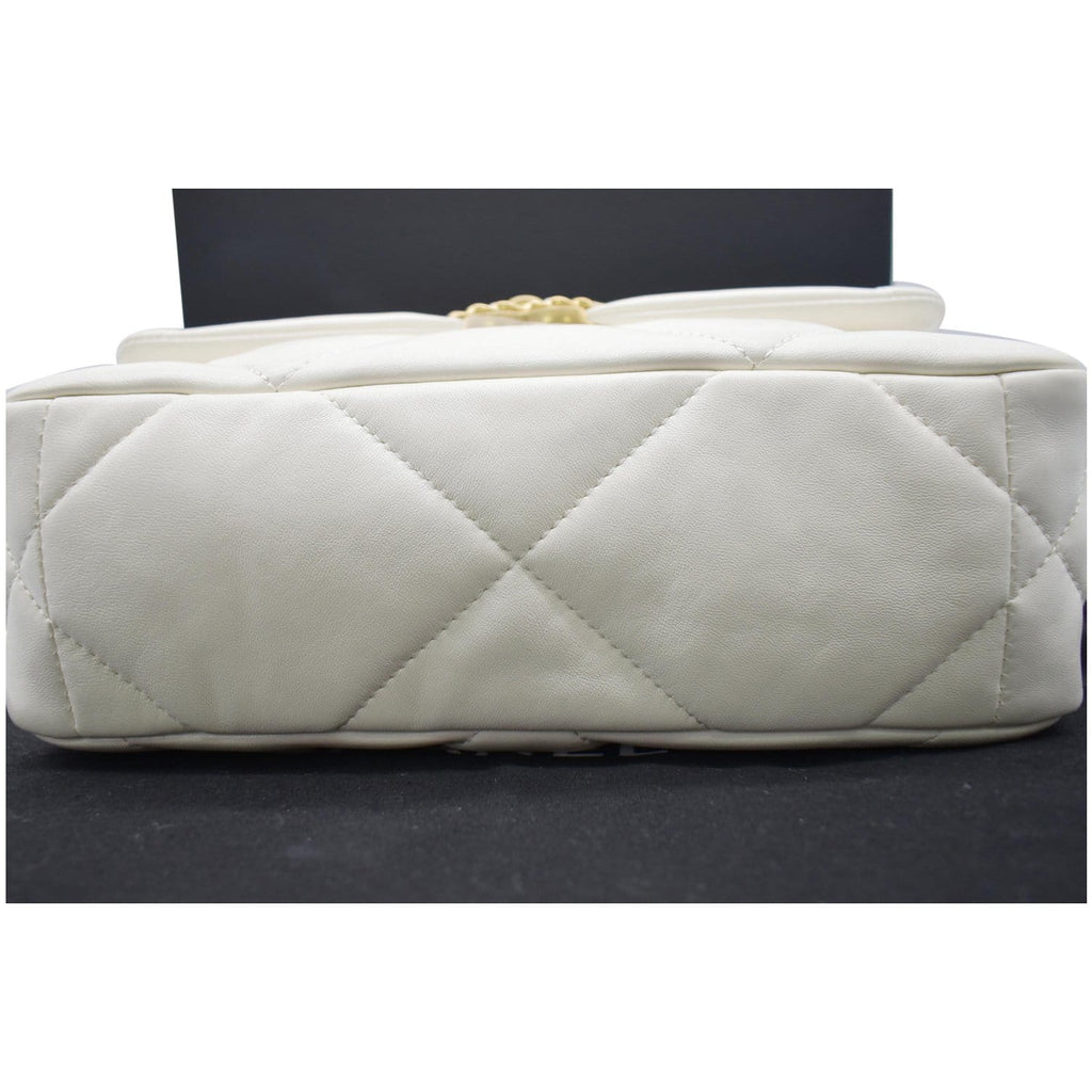 CHANEL 19 Small Flap Lambskin Leather Shoulder Bag White