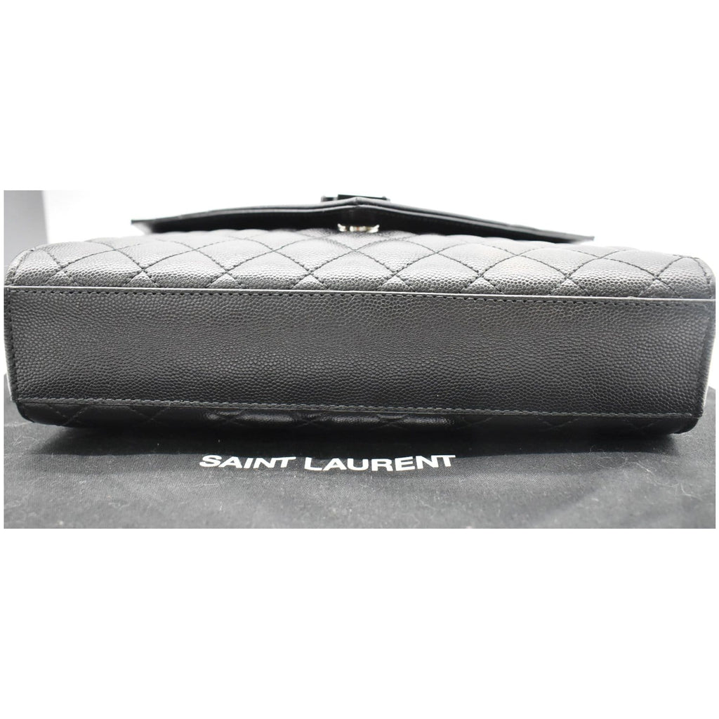 YVES SAINT LAURENT Envelope Mix Matelassé Chain Medium Leather Shoulder Bag Black