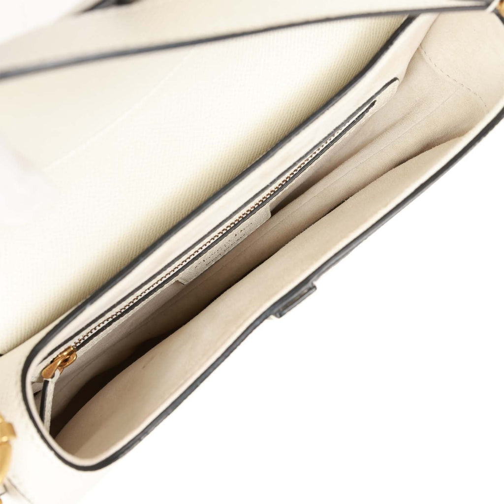 Christian Dior Saddle Bag White Grained Calfskin Gold Hardware