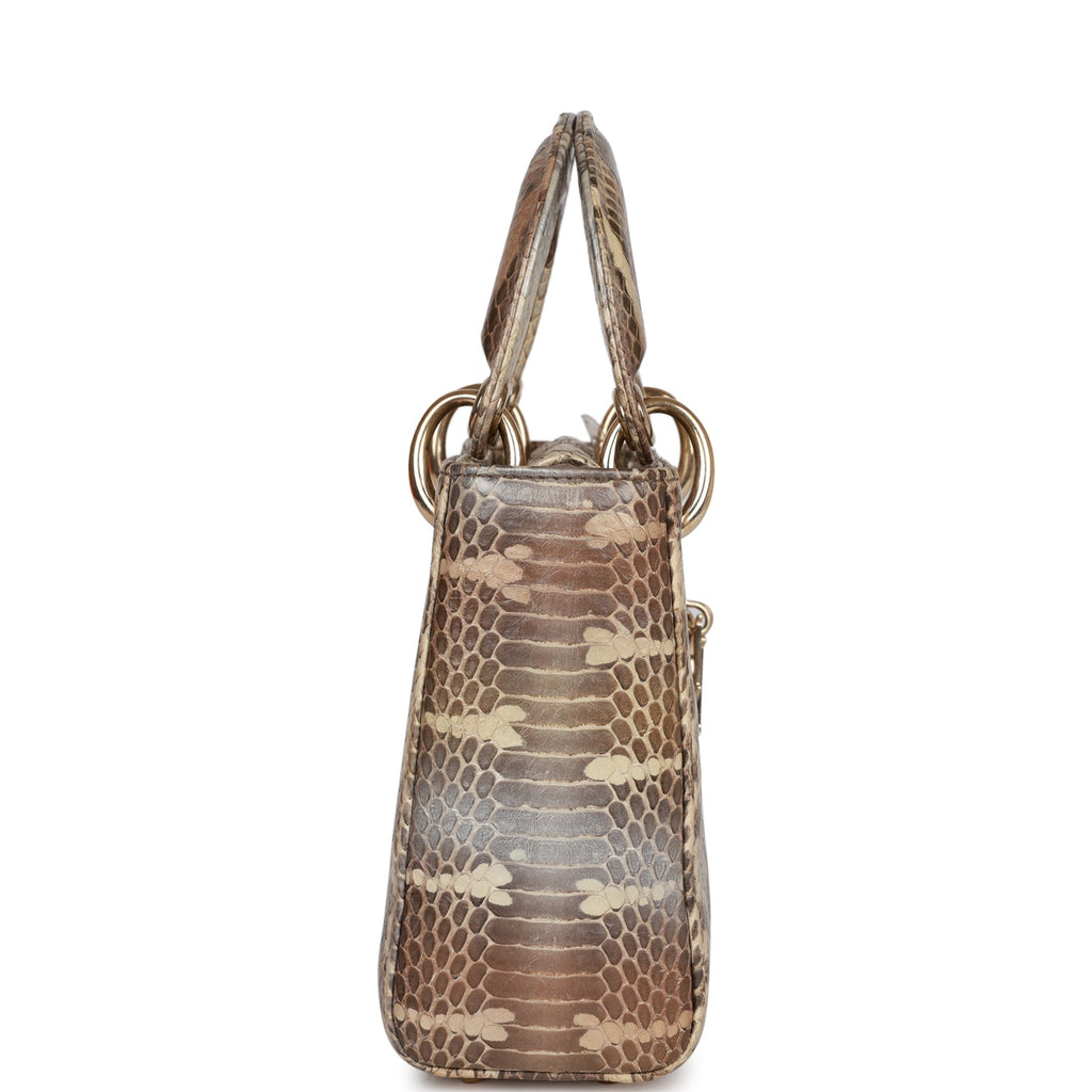 Christian Dior Mini Lady Dior Tote Python Gold Hardware
