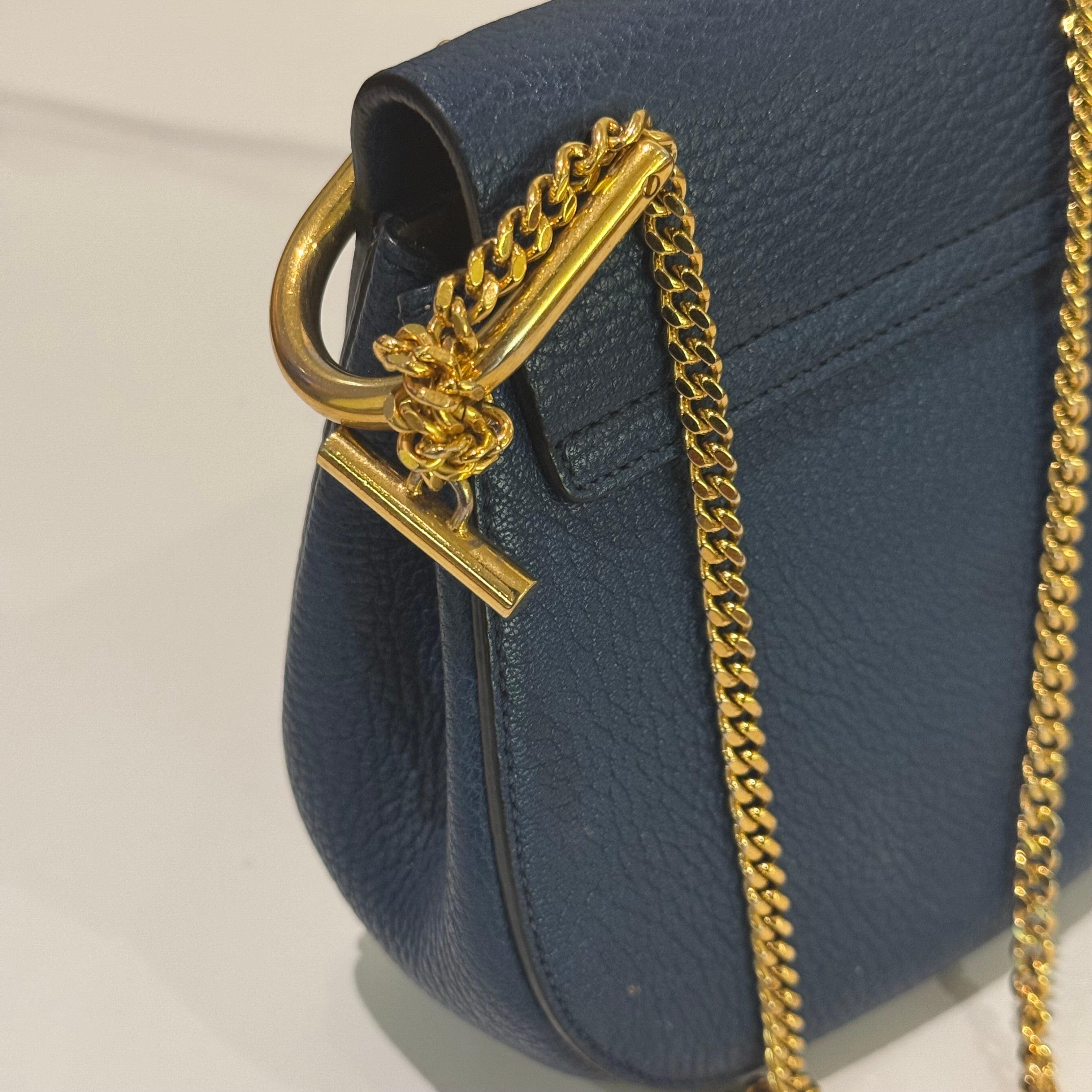 CHLOÉ MINI DEEP BLUE LEATHER “PIGGY” BAG