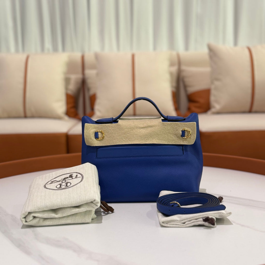 HERMÈS 2424 MINI BAG – BLUE LEATHER COMBINATION STAMP U