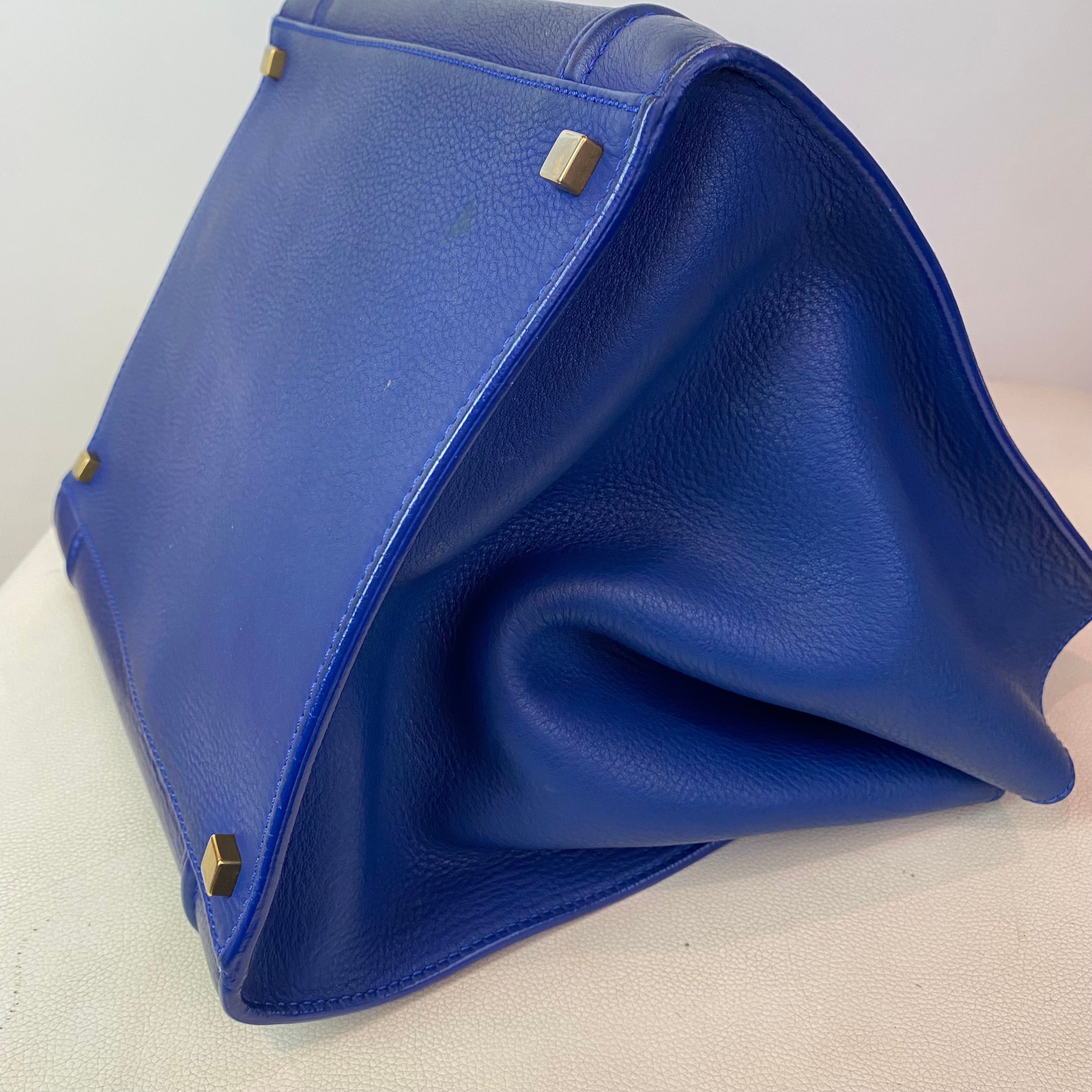 CELINE Phantom Leather Tote Shoulder Bag Blue