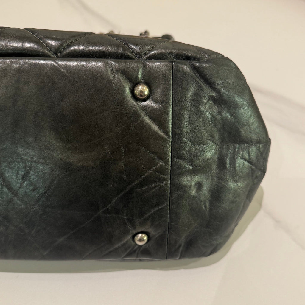 CHANEL LARGE LAVA CHAIN SHOULDER BAG IN SILVER GREY