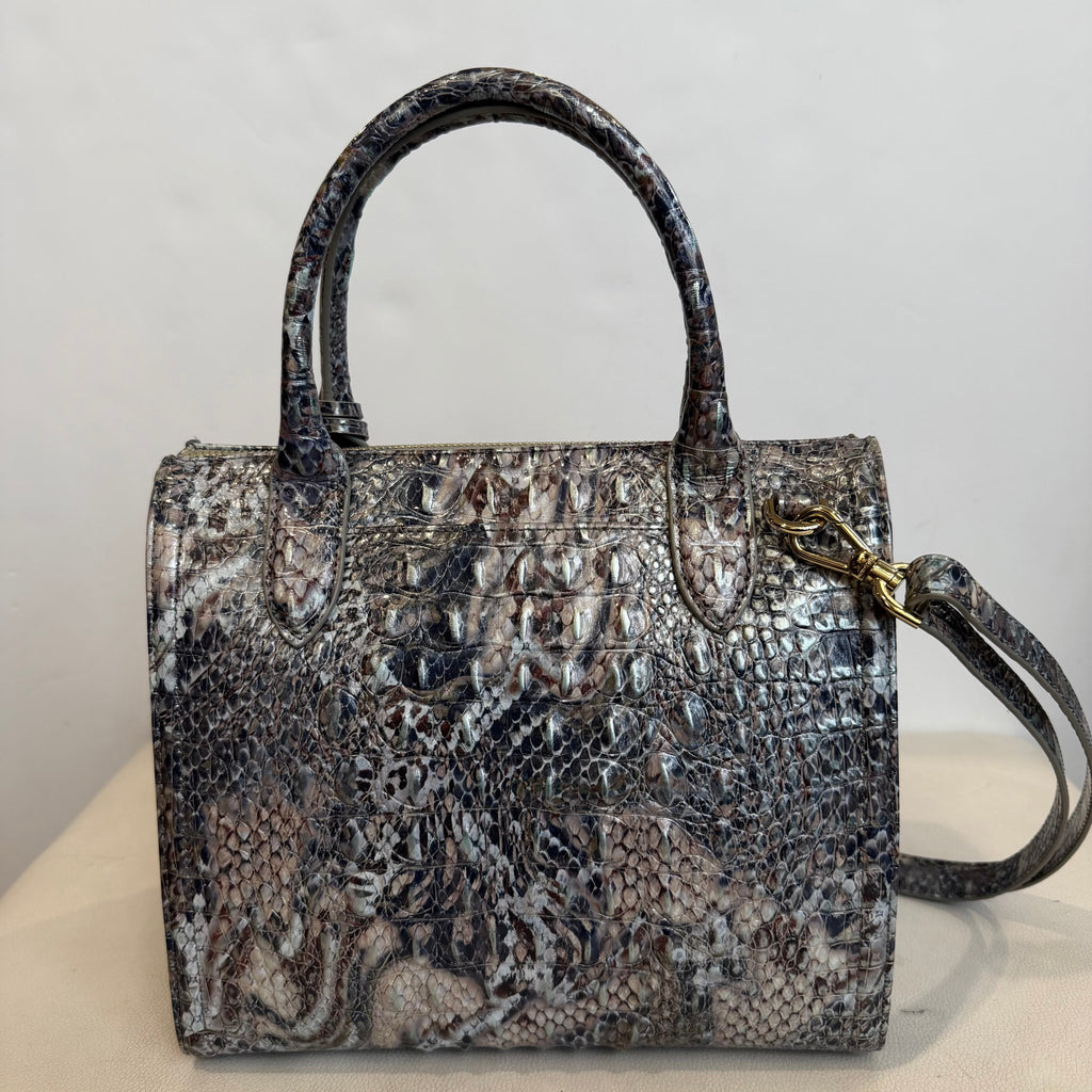 BRAHMIN Small Caroline Icy Python Melbourne Leather Satchel Shoulder Bag  NWOT