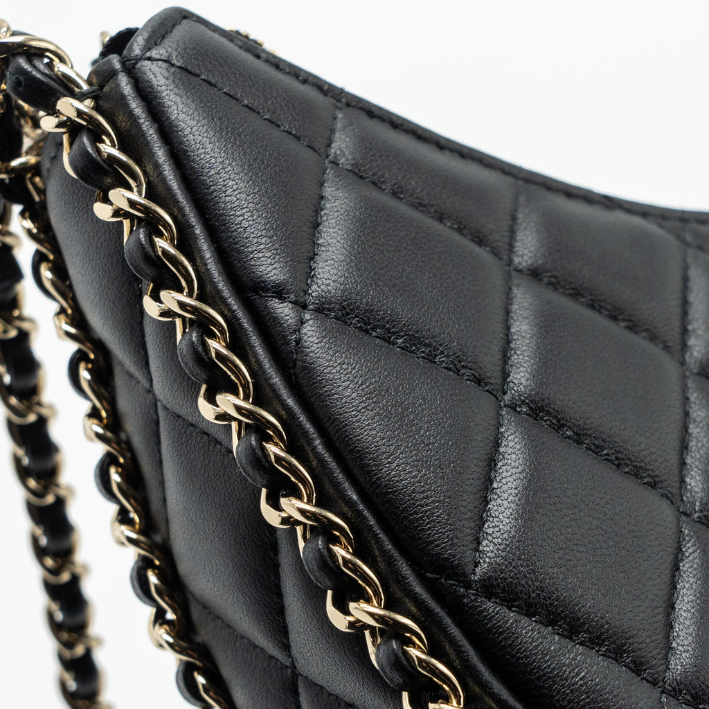 Chanel Small Moon Hobo Bag Lambskin Black L (Microchip)