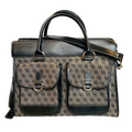 DOONEY & BOURKE Gray Canvas Black Leather Trim Signature Satchel Shoulder Bag Handbag