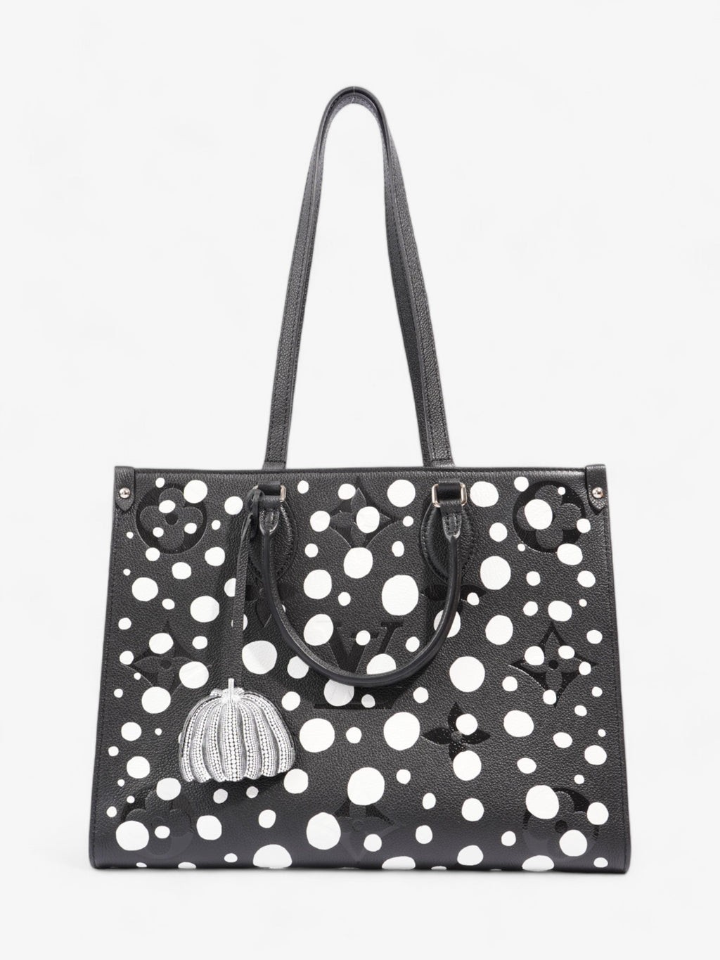 Louis Vuitton On The Go Yayoi Kusama Tote Black / White Empreinte Leather MM