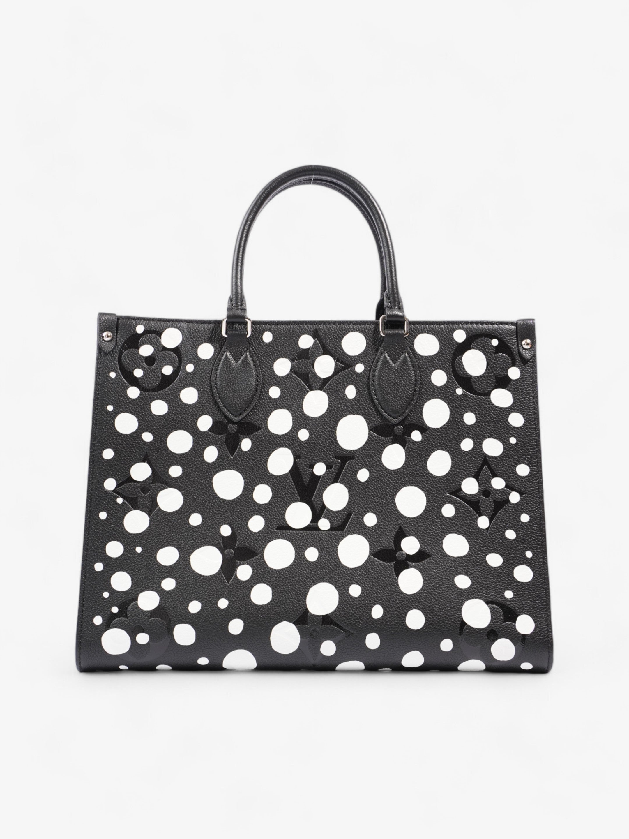 Louis Vuitton On The Go Yayoi Kusama Tote Black / White Empreinte Leather MM