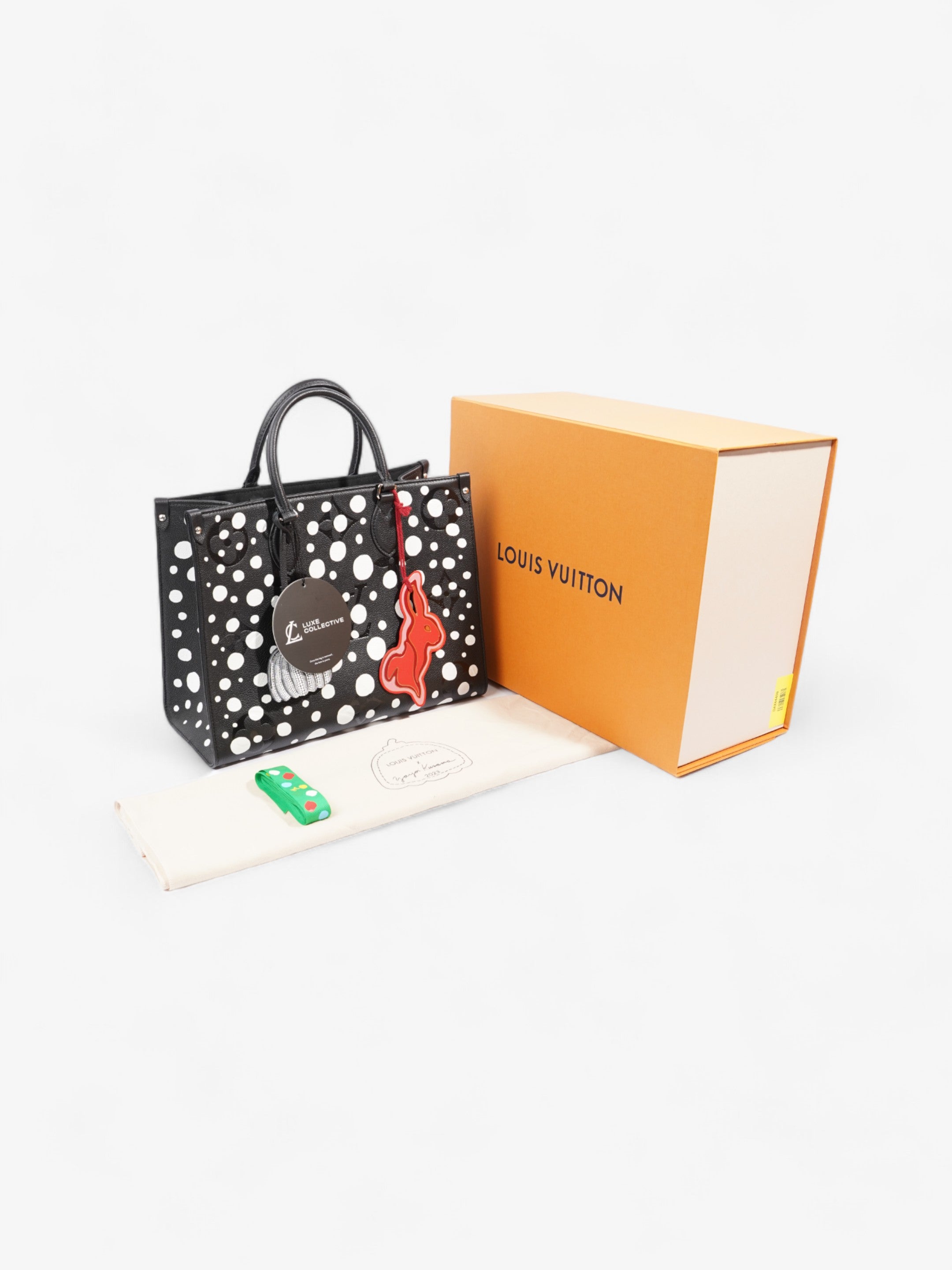 Louis Vuitton On The Go Yayoi Kusama Tote Black / White Empreinte Leather MM