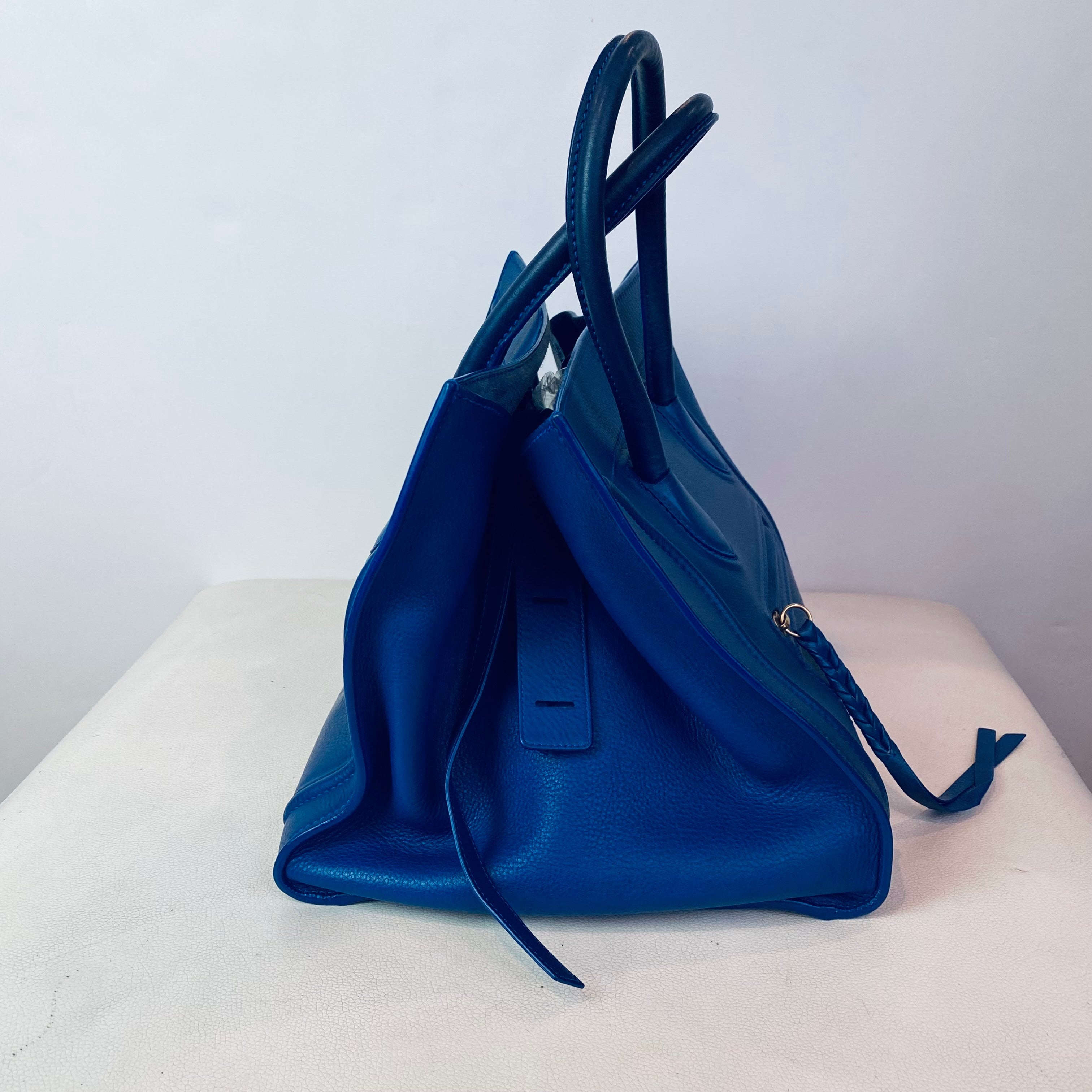 CELINE Phantom Leather Tote Shoulder Bag Blue