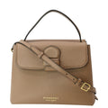 BURBERRY Medium Grainy House Check Leather Tote Shoulder Bag Dark Sand