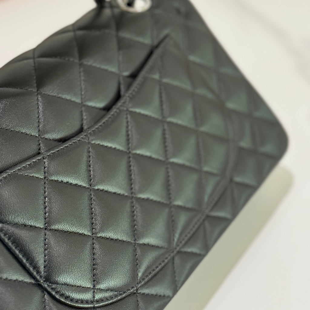 CHANEL CF SMALL BLACK LAMBSKIN WITH SILVER HARDWARE –  ITY CARD MODEL