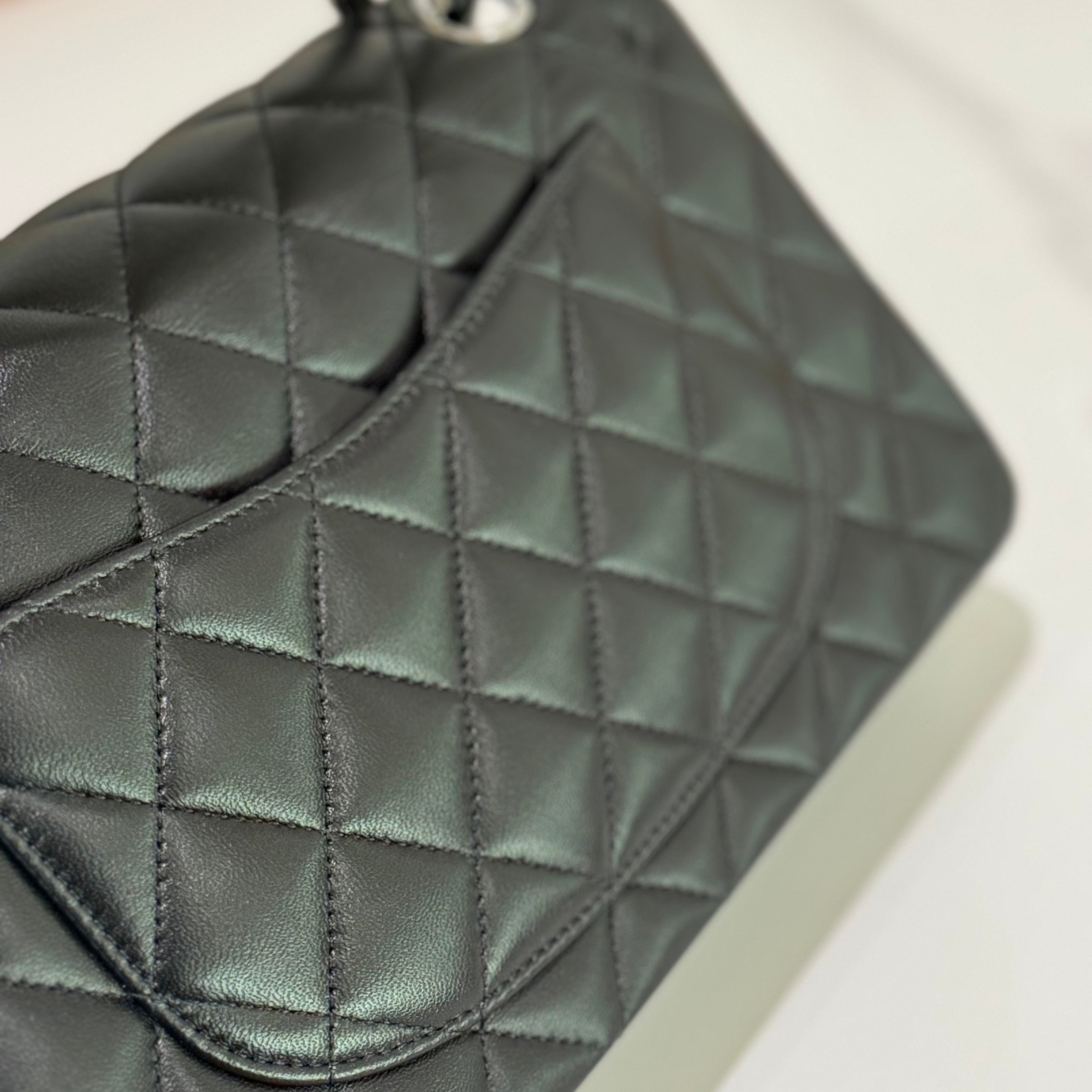 CHANEL CF SMALL BLACK LAMBSKIN WITH SILVER HARDWARE –  ITY CARD MODEL