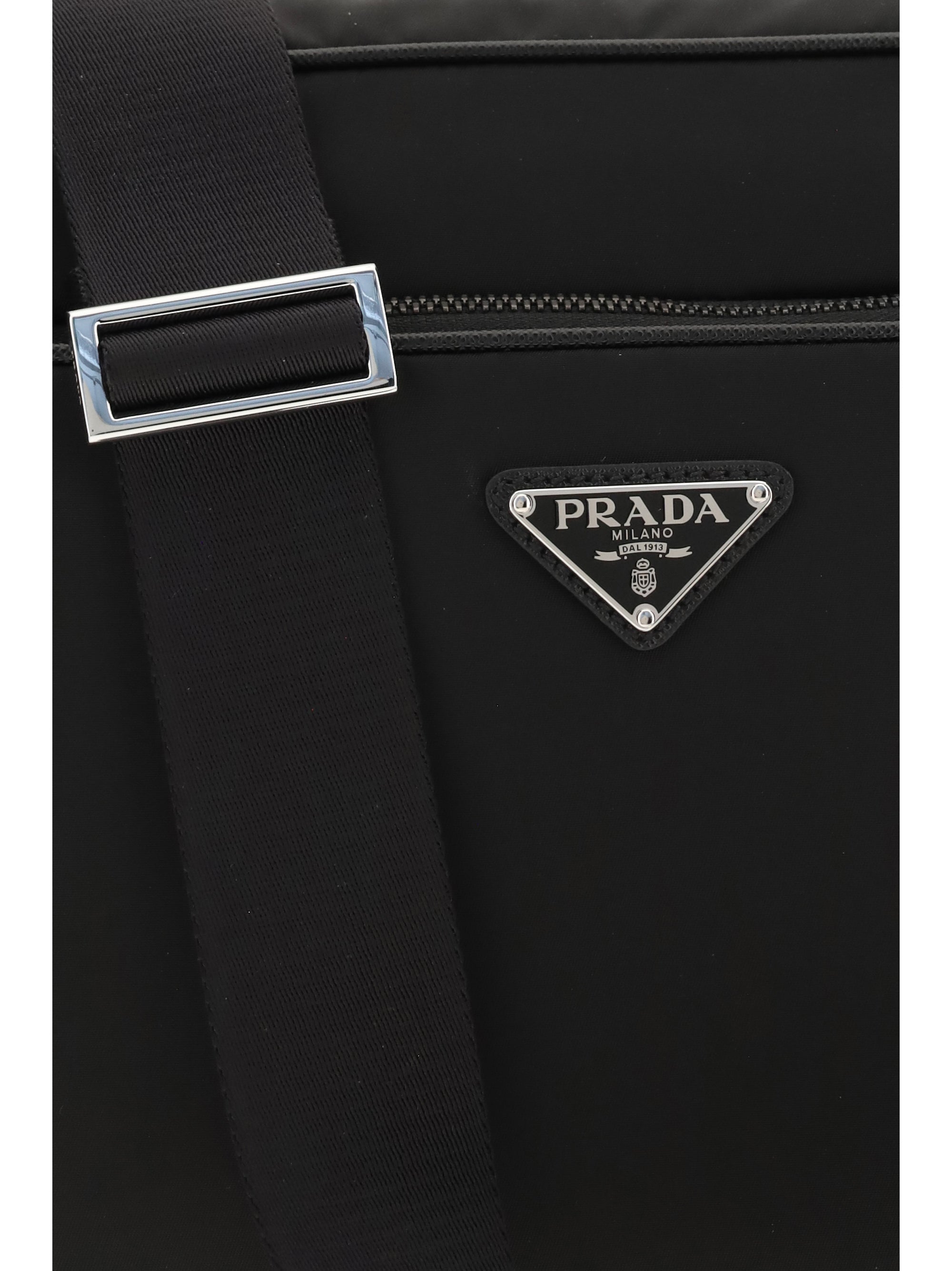 Prada Men Re-Nylon And Leather Shoulder Bag
