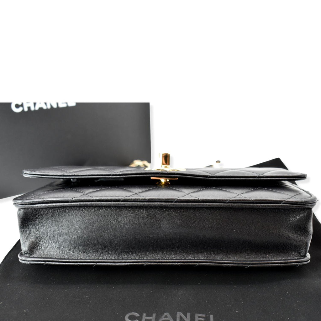CHANEL Trendy CC Lambskin Leather Wallet On Chain Crossbody Bag Black