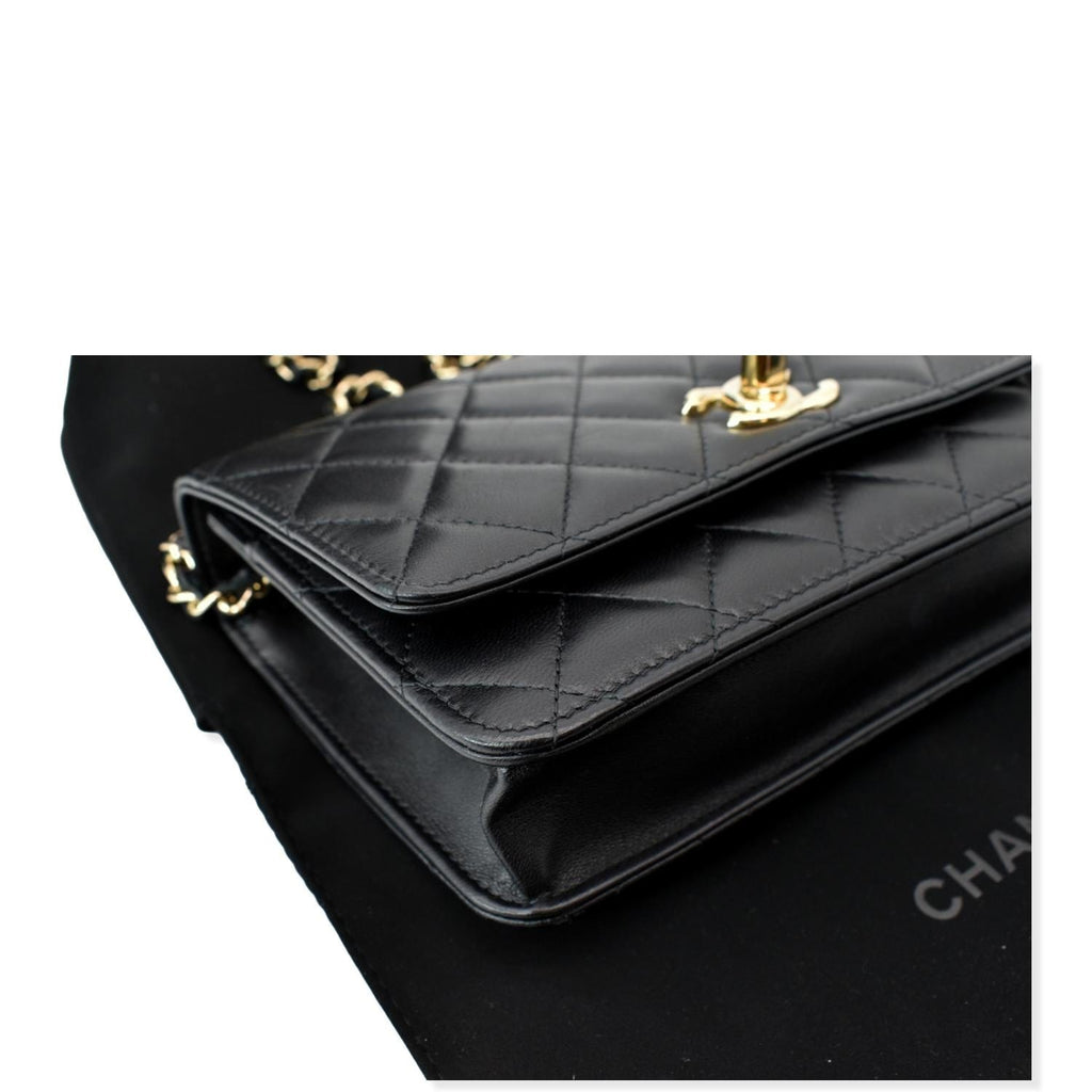 CHANEL Trendy CC Lambskin Leather Wallet On Chain Crossbody Bag Black