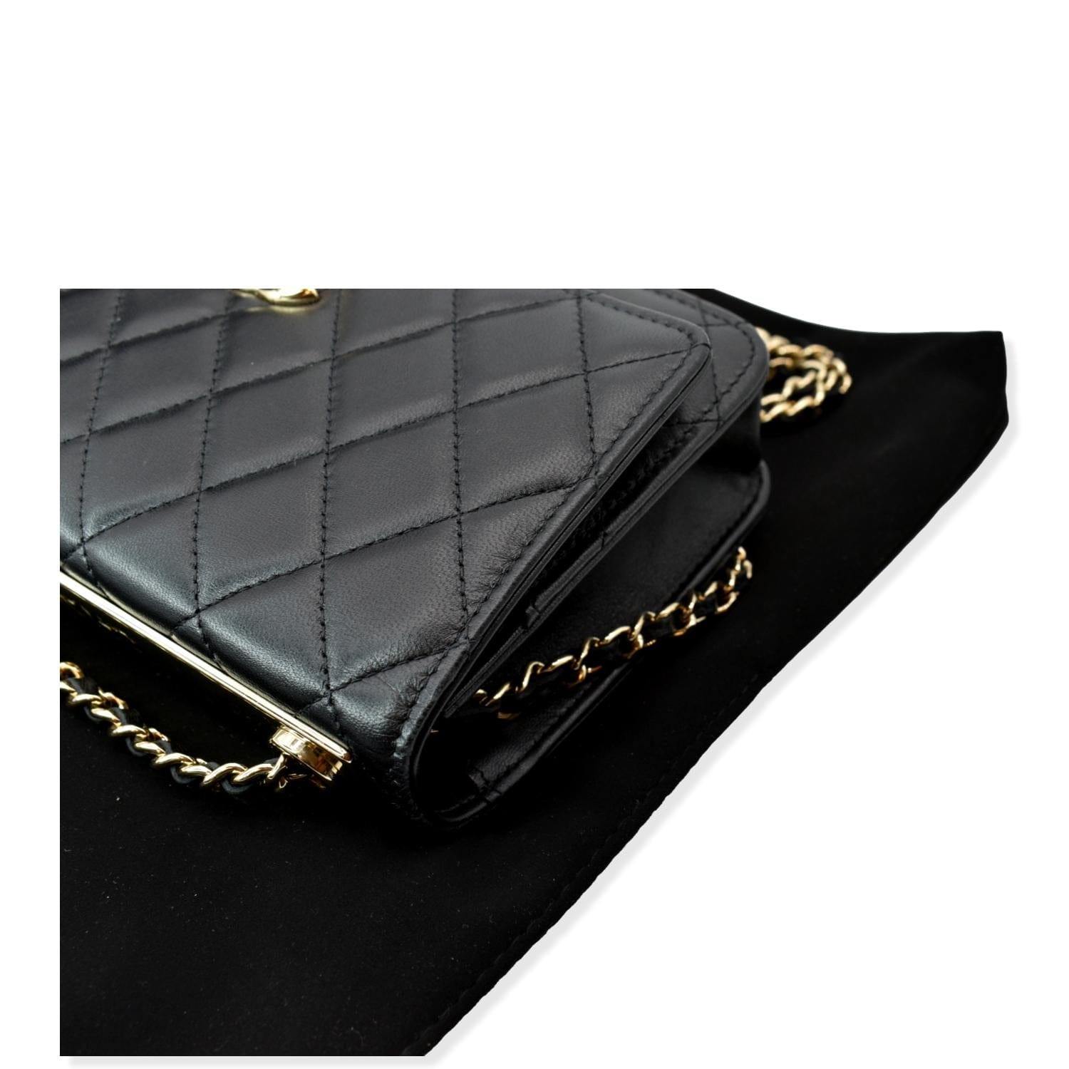 CHANEL Trendy CC Lambskin Leather Wallet On Chain Crossbody Bag Black