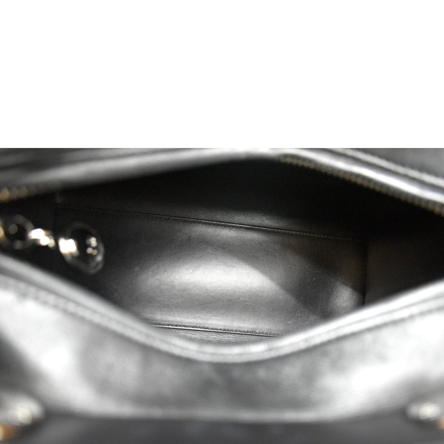CHRISTIAN DIOR Lady Dior Embroidered Calfskin Shoulder Bag Black