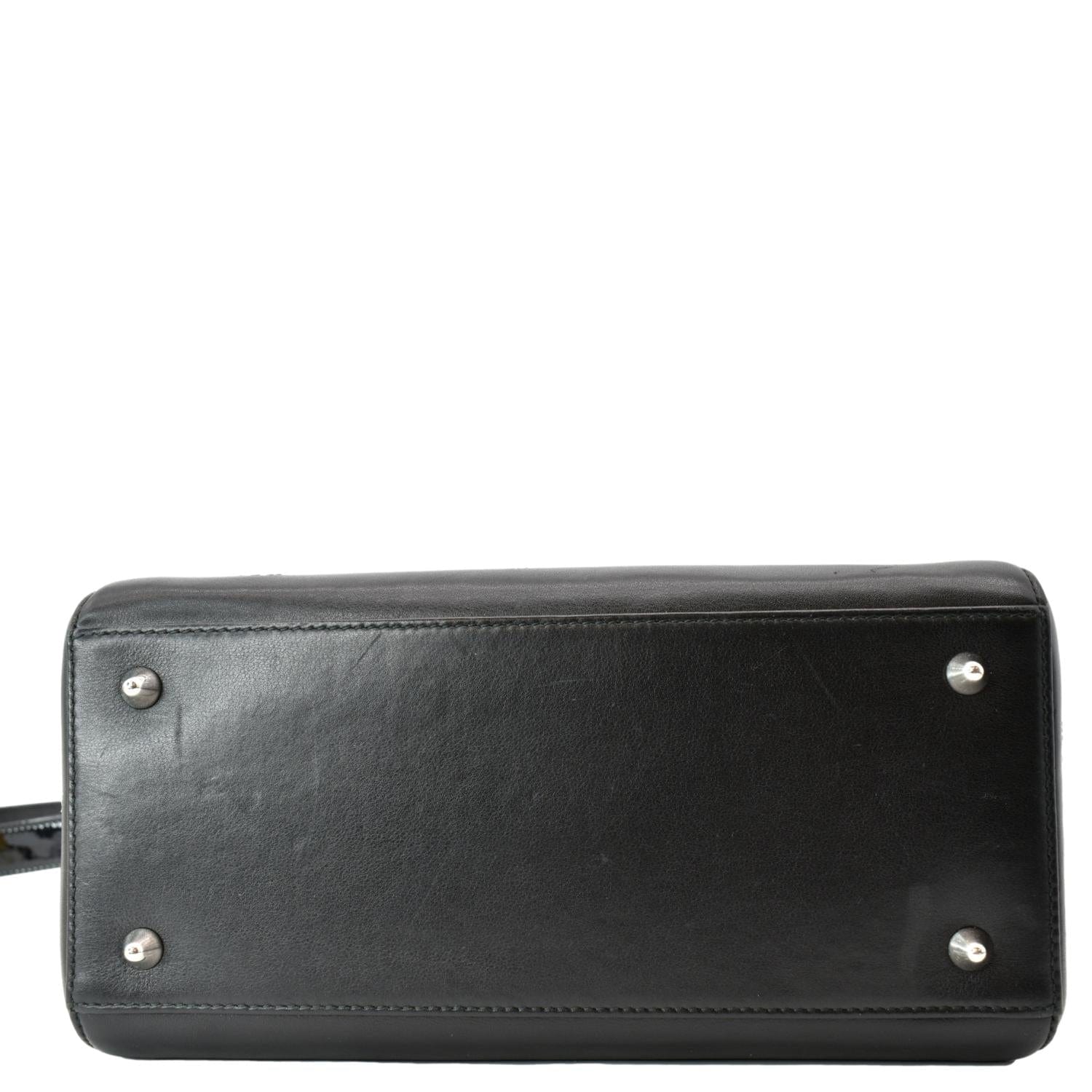 CHRISTIAN DIOR Lady Dior Embroidered Calfskin Shoulder Bag Black