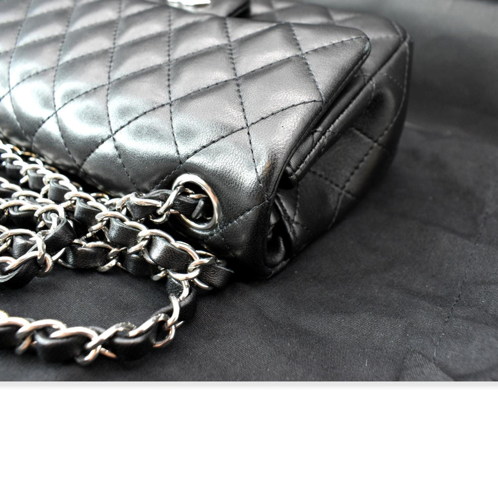 Chanel Classic Rectangle Flap Mini Lambskin Leather Crossbody Bag Black - Hot Deals