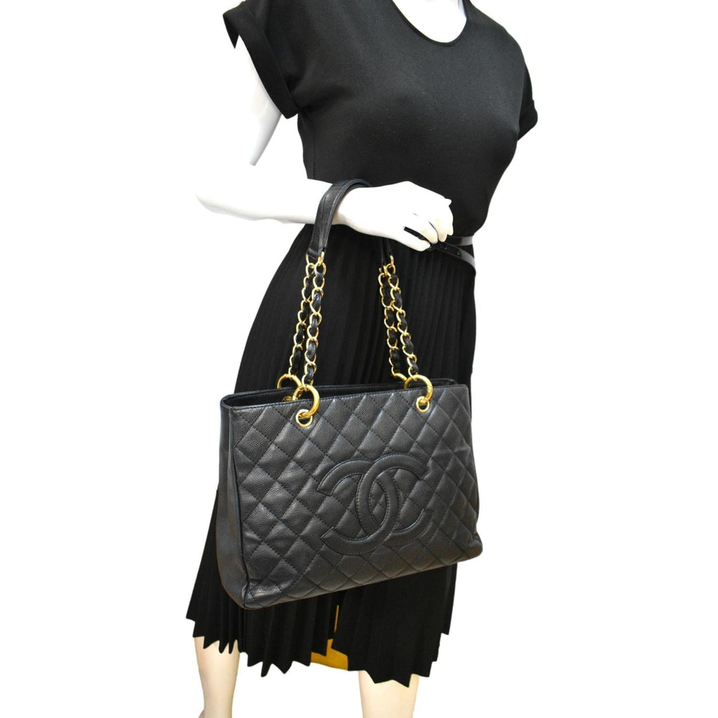 CHANEL Grand Shopping GST Caviar Leather Tote Bag Black