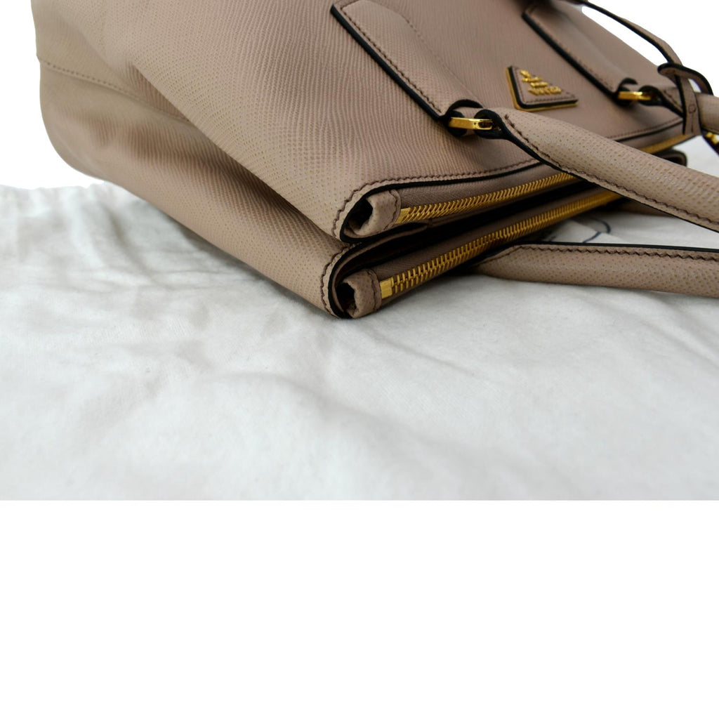 PRADA Double Handle Saffiano Leather Tote Bag Nude Pink