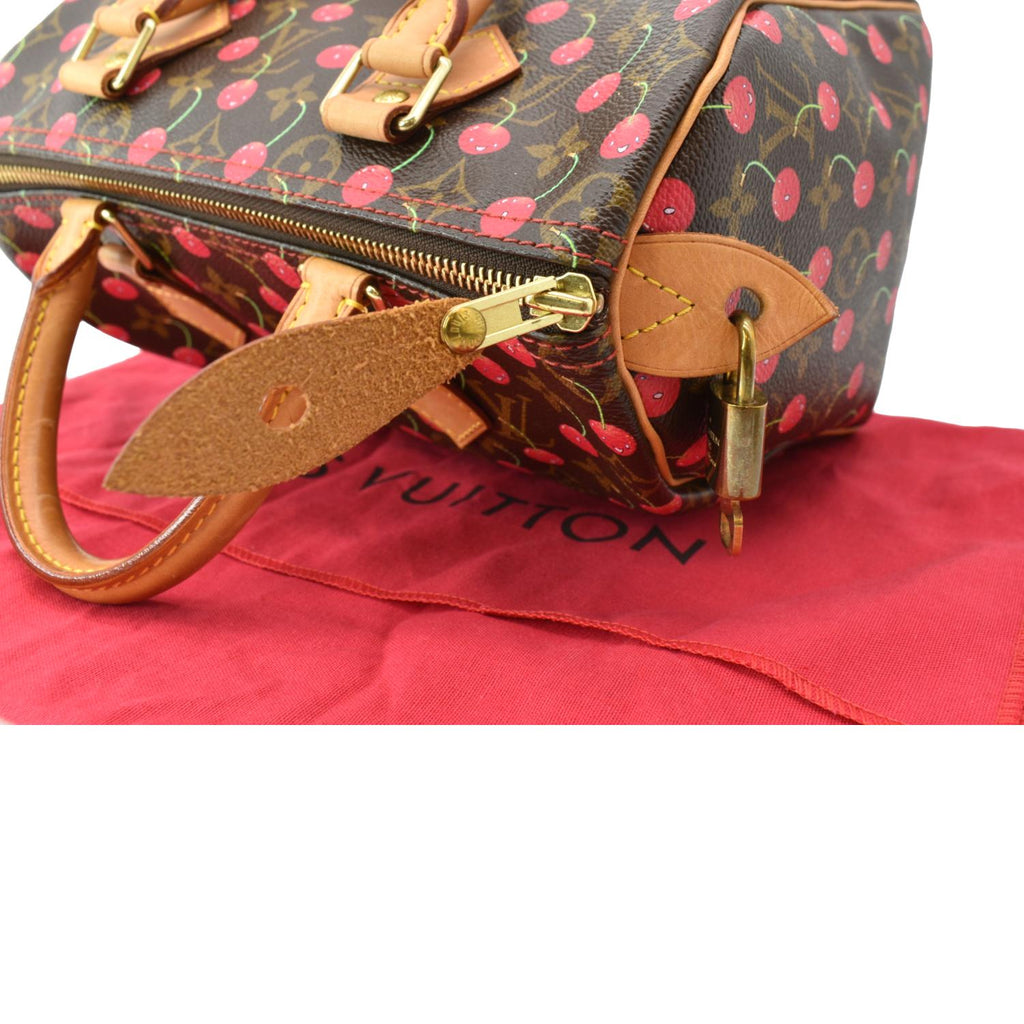 LOUIS VUITTON Cherry Speedy 25 Monogram Canvas Tote Brown