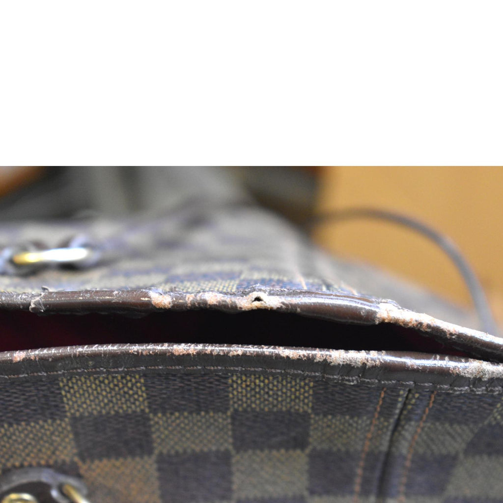 LOUIS VUITTON Neverfull MM Damier Ebene Shoulder Tote Bag Brown