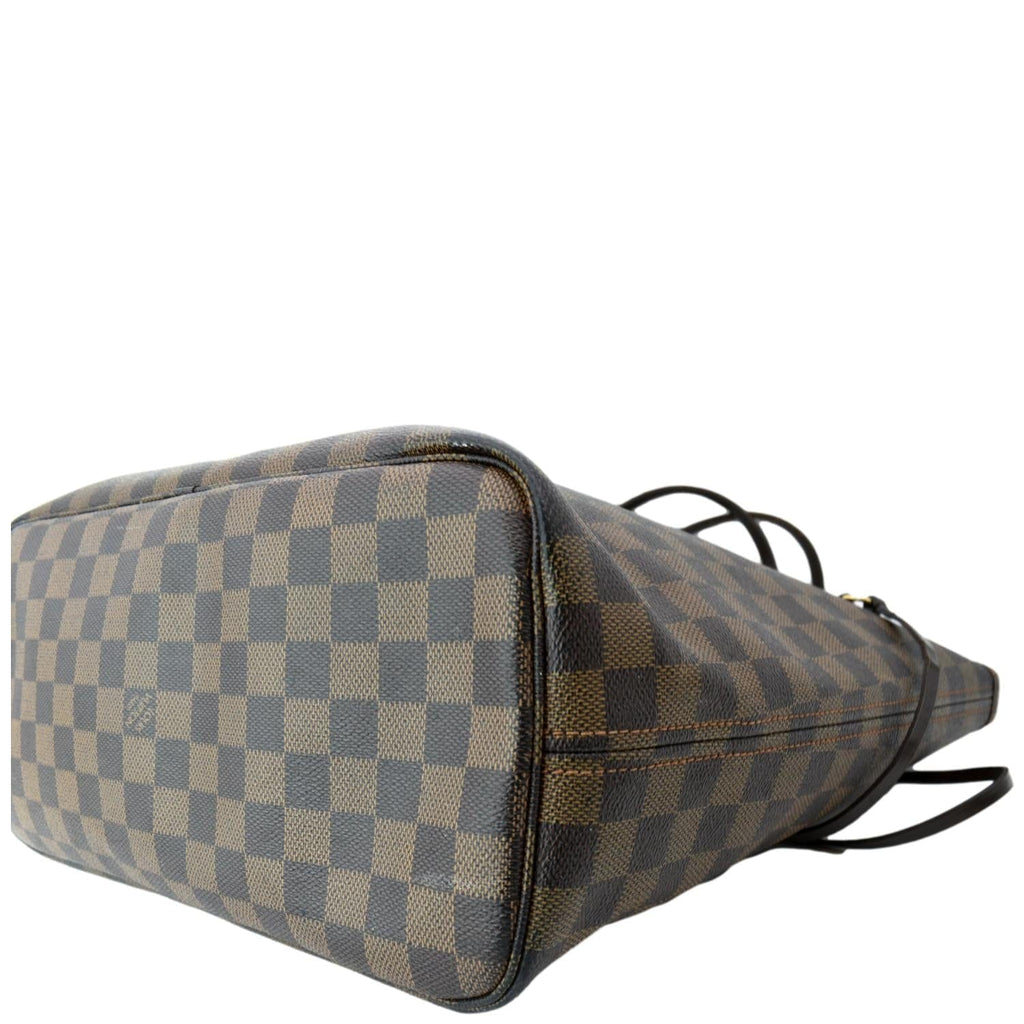 LOUIS VUITTON Neverfull MM Damier Ebene Shoulder Tote Bag Brown