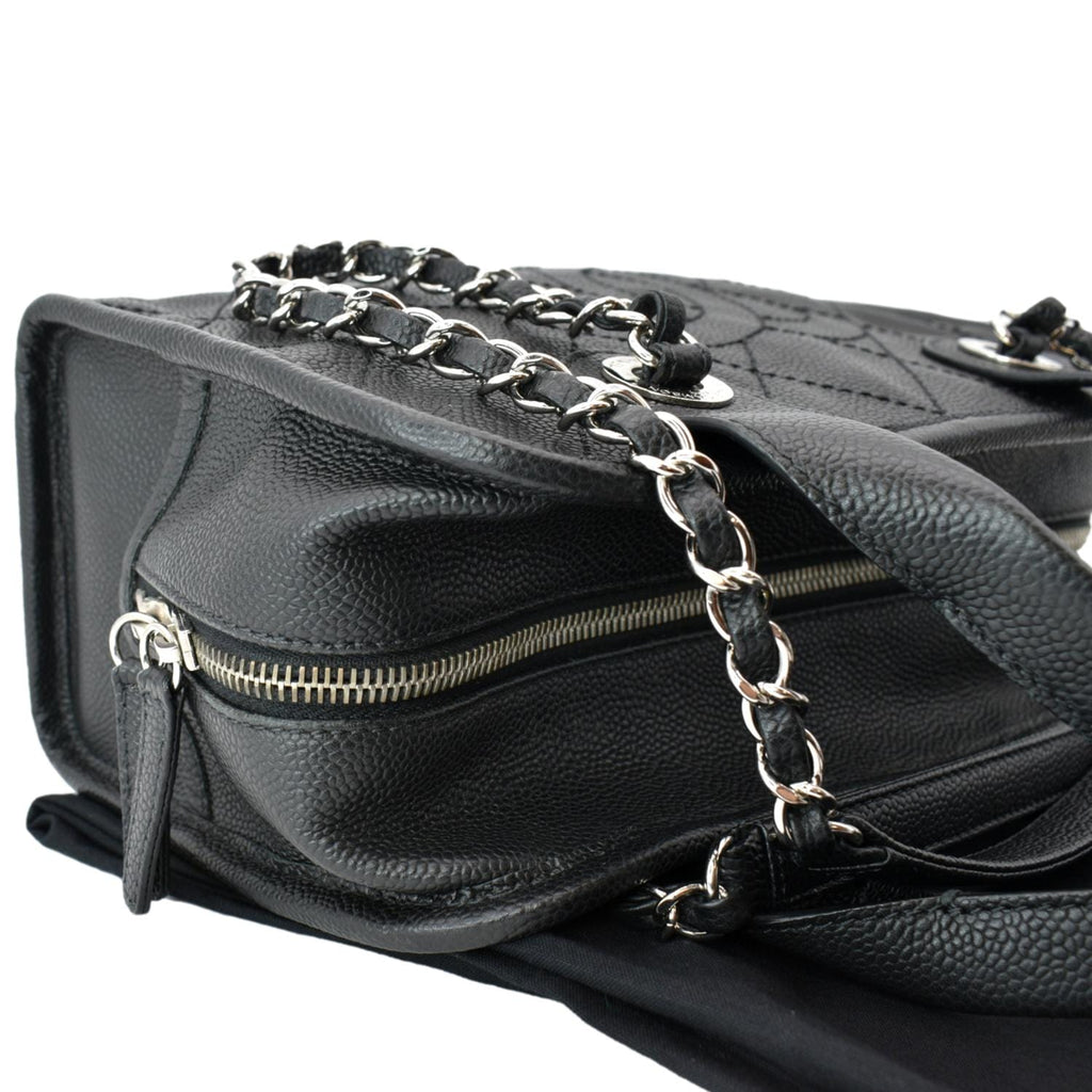 CHANEL Deauville Small Shopping Leather Tote Bag Black