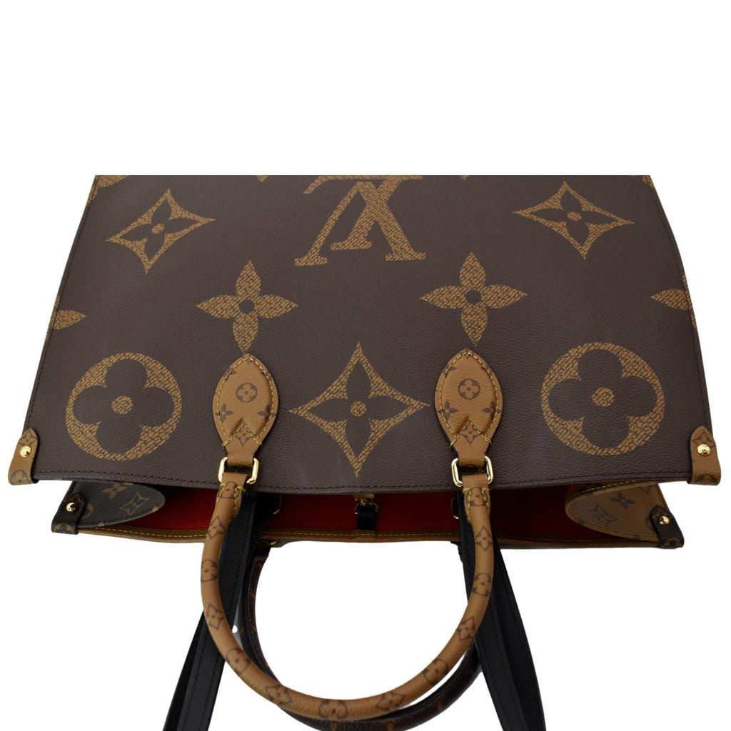 LOUIS VUITTON Onthego GM Giant Monogram Canvas Tote Shoulder Bag Brown