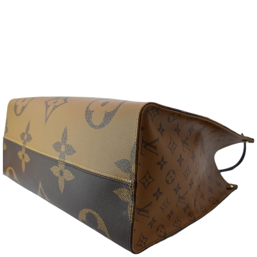LOUIS VUITTON Onthego GM Giant Monogram Canvas Tote Shoulder Bag Brown