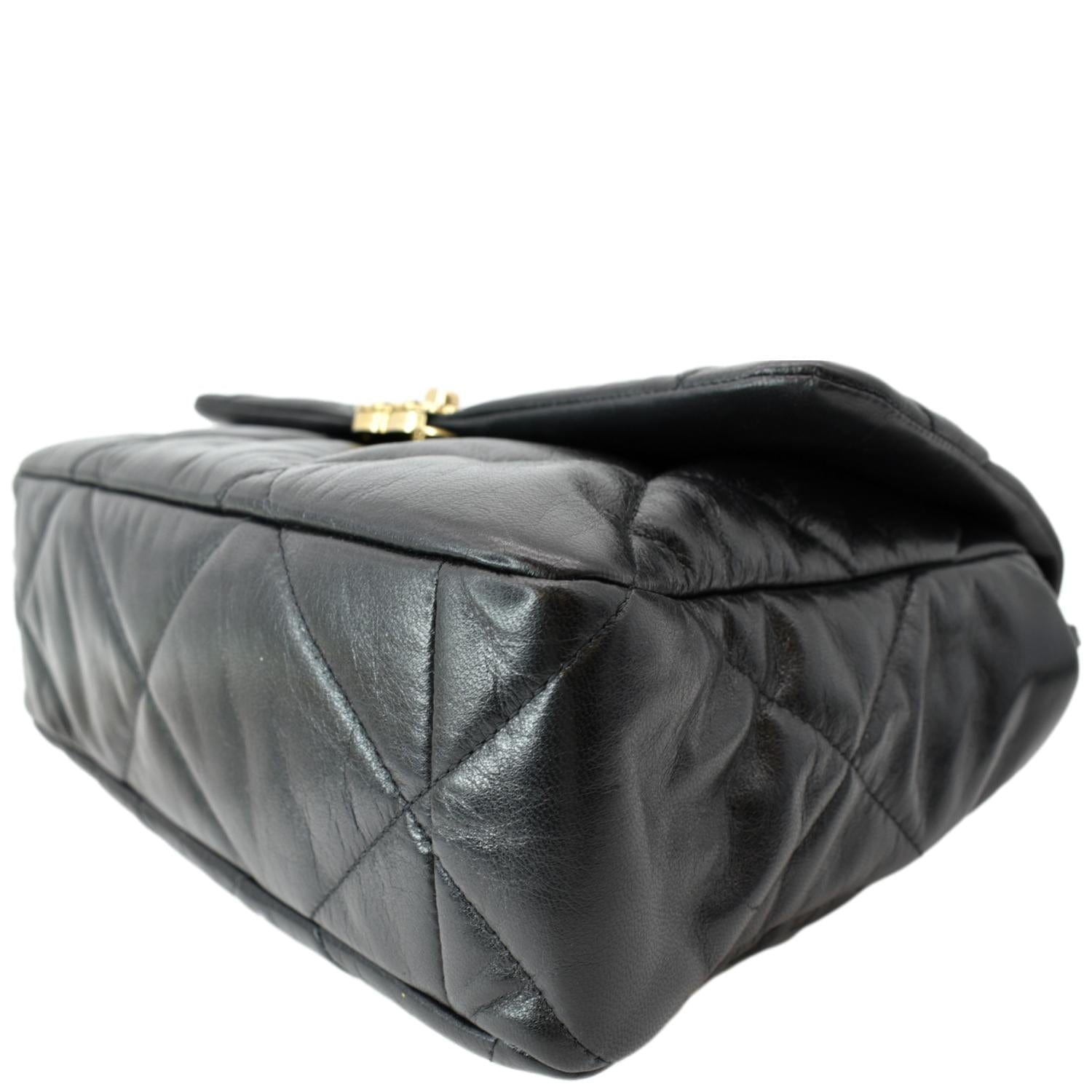 CHANEL 19 Large Flap Quilted Lambskin Leather Shoulder Bag Black - Hot Deals