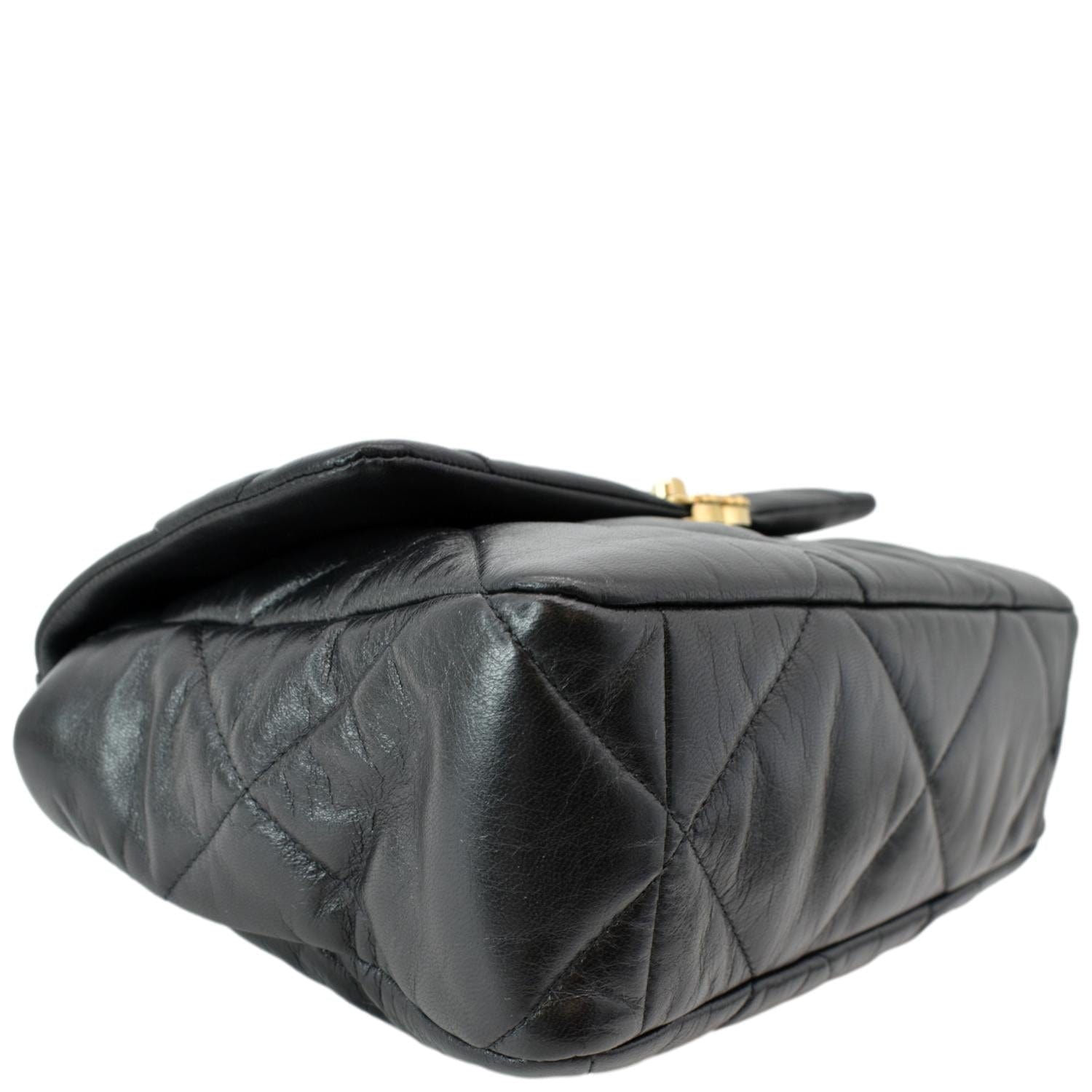 CHANEL 19 Large Flap Quilted Lambskin Leather Shoulder Bag Black - Hot Deals