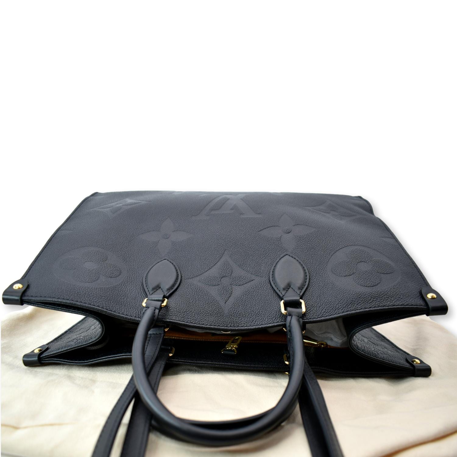 LOUIS VUITTON Onthego GM Monogram Empreinte Leather Tote Bag Black