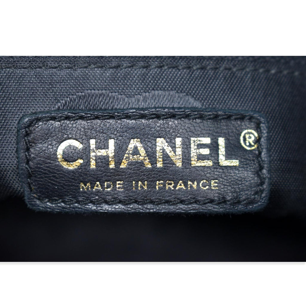 CHANEL CC Calfskin Leather Ring Chain Satchel Bag Black