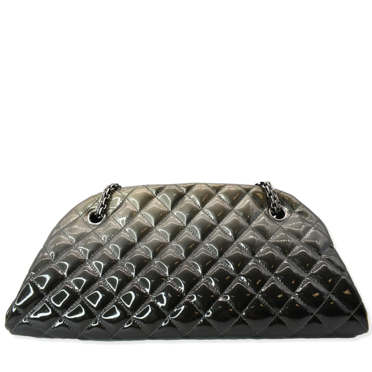 CHANEL Just Mademoiselle Ombre Degrade Patent Quilted Bowling Bag Black