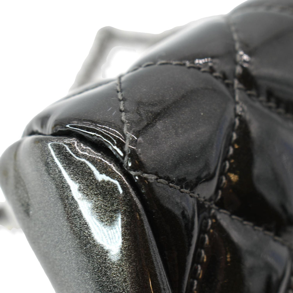 CHANEL Just Mademoiselle Ombre Degrade Patent Quilted Bowling Bag Black
