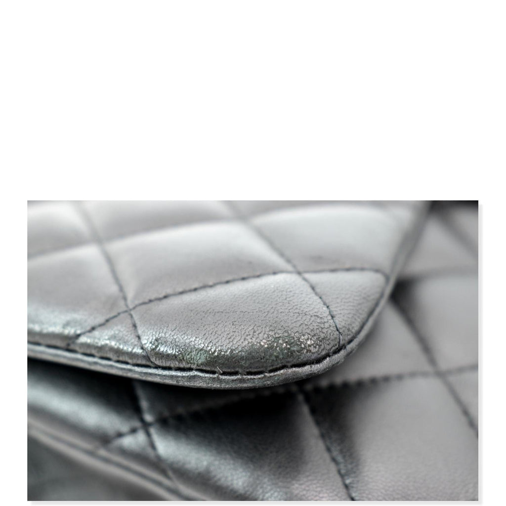 CHANEL Classic Jumbo Flap Lambskin Leather Shoulder Bag Black